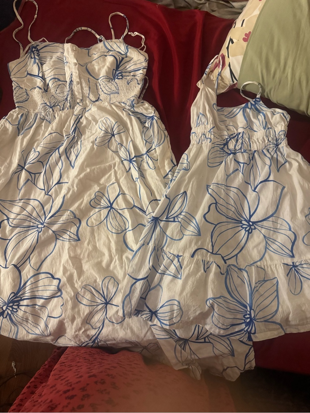GAP mother / daughter White Dress with Blue Floral Outline